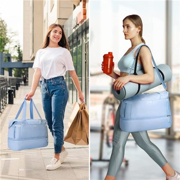 Gym Bag for Women Sports Travel Duffel w/ USB Charging Port Weekender Overnight - Picture 7 of 7